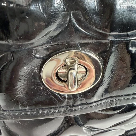 Coach Signature Leah Embossed Patent Leather Shoulder Tote Bag F14663 + Hang Tag - Picture 10 of 16